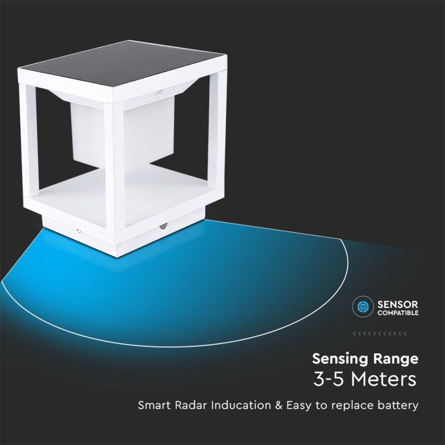 Lumină solară LED cu senzor LED/2W/5,5V 3000K IP65 2600 mAh albă