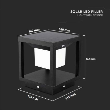 Lumină solară LED cu senzor LED/2W/5,5V 3000K IP65 2600 mAh negru