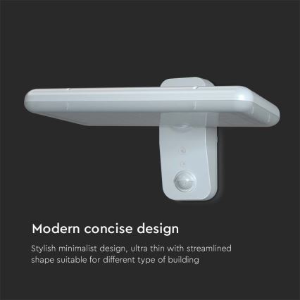 Lumină solară LED de perete cu senzor LED/15W/3,2V 4000K/6000K IP65 6000 mAh albă