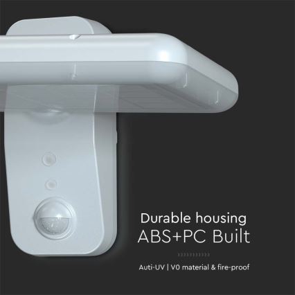 Lumină solară LED de perete cu senzor LED/15W/3,2V 4000K/6000K IP65 6000 mAh albă