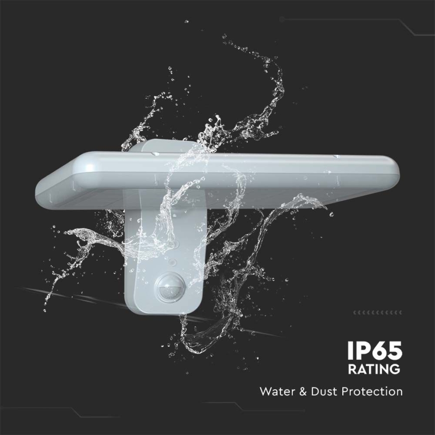 Lumină solară LED de perete cu senzor LED/15W/3,2V 4000K/6000K IP65 6000 mAh albă