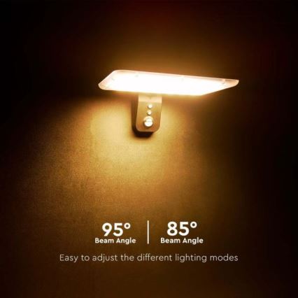 Lumină solară LED de perete cu senzor LED/15W/3,2V 4000K/6000K IP65 6000 mAh negru