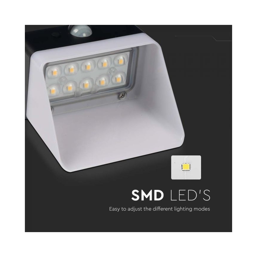 Lumină solară LED de perete cu senzor LED/2W/3,7V 4000K IP65 1200 mAh