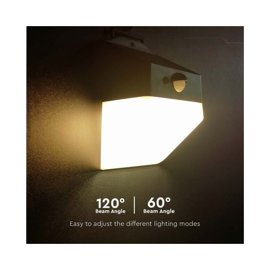 Lumină solară LED de perete cu senzor LED/2W/3,7V 4000K IP65 1200 mAh