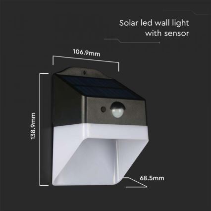 Lumină solară LED de perete cu senzor LED/2W/3,7V 4000K IP65 1200 mAh