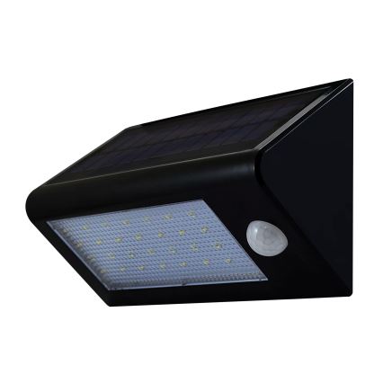 Lampă solară de perete cu LED și senzor LED/5,5W/3,7V 2000 mAh IP44 negru