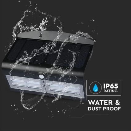 Lumină solară LED de perete cu senzor LED/7W/3,7V 4000K IP65 4000 mAh negru