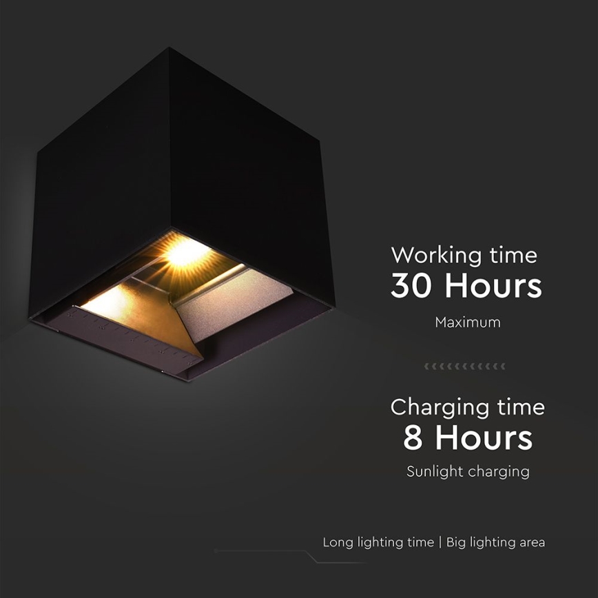 Lampă solară de perete cu LED și senzor LED/9W/3,7V 3000/4000/5000K 2600 mAh IP65 negru