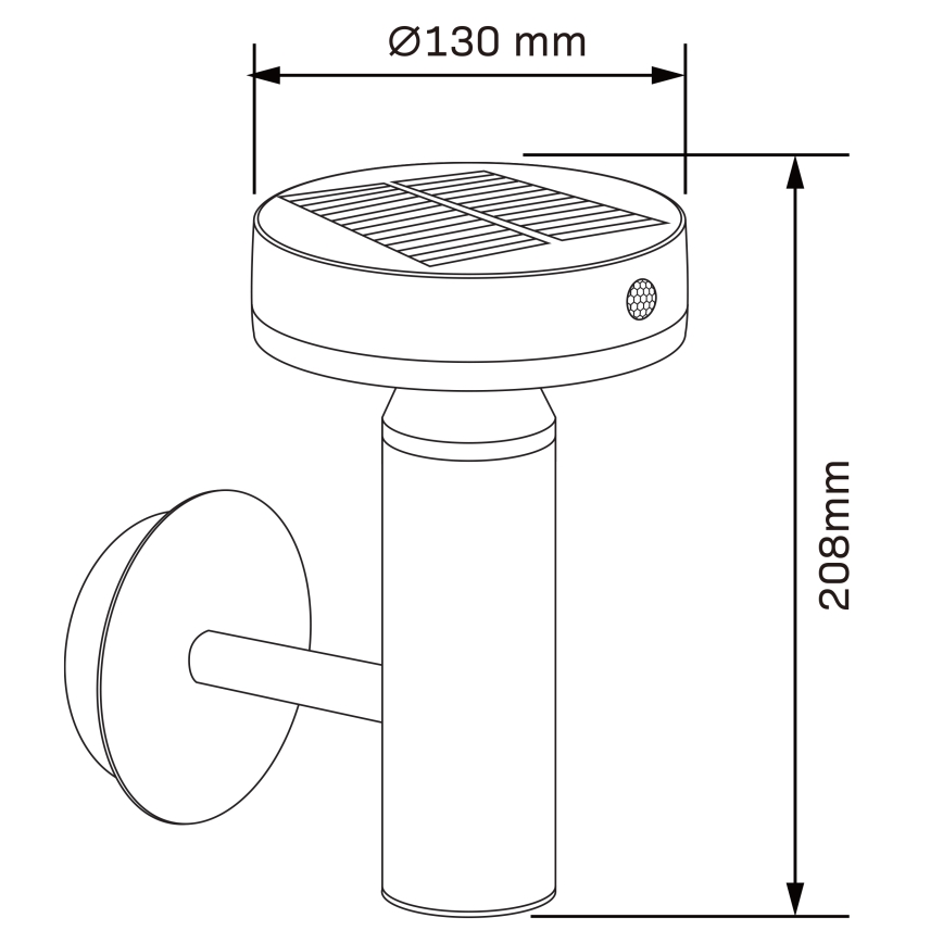 Lampă solară de perete cu LED și senzor GWINEA LED/4,5W/3,7V 2000 mAh IP44 negru