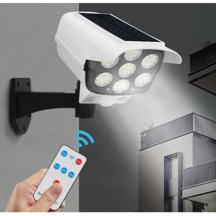 Cameră de supraveghere solară LED decorativă cu senzor KAMERA LED/1W/3,7V 1200 mAh IP44 + telecomandă