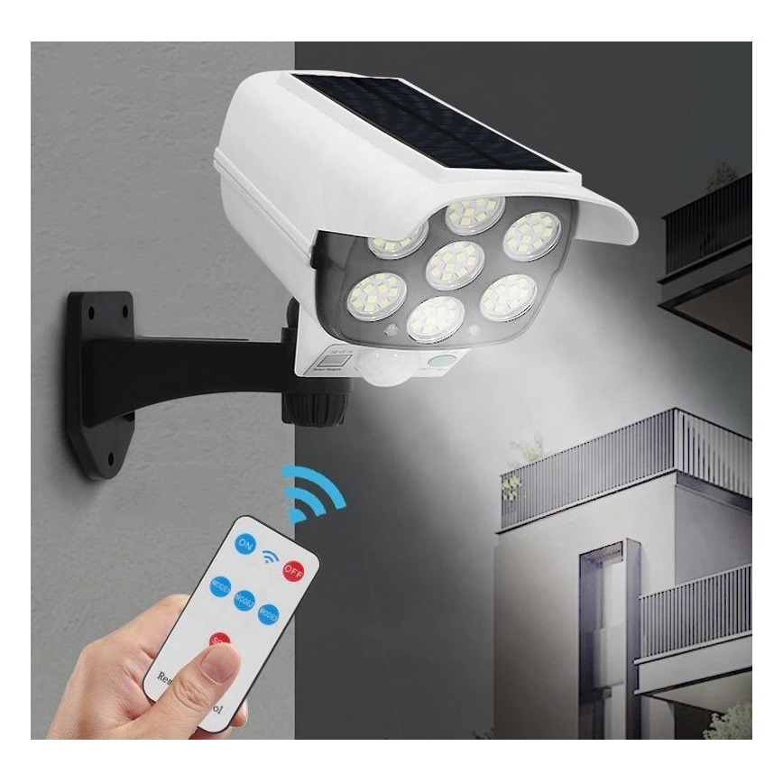 Cameră de supraveghere solară LED decorativă cu senzor KAMERA LED/1W/3,7V 1200 mAh IP44 + telecomandă