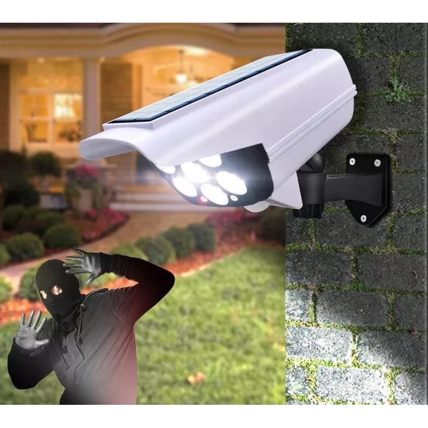 Cameră de supraveghere solară LED decorativă cu senzor KAMERA LED/1W/3,7V 1200 mAh IP44 + telecomandă