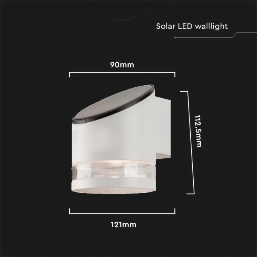 LED Lampă solară de perete pentru exterior LED/1W/3,7V 3000K IP54 1200 mAh albă