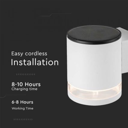 LED Lampă solară de perete pentru exterior LED/1W/3,7V 3000K IP54 1200 mAh albă