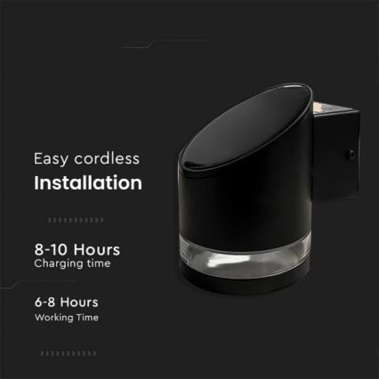 LED Lampă solară de perete pentru exterior LED/1W/3,7V 3000K IP54 1200 mAh negru