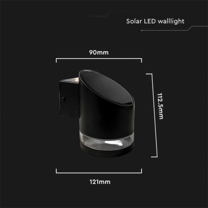 LED Lampă solară de perete pentru exterior LED/1W/3,7V 3000K IP54 1200 mAh negru