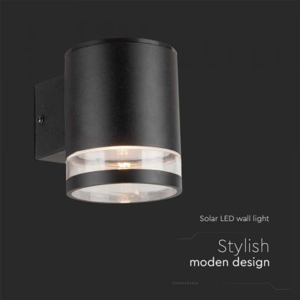 LED Lampă solară de perete pentru exterior LED/1W/3,7V 3000K IP54 1200 mAh negru