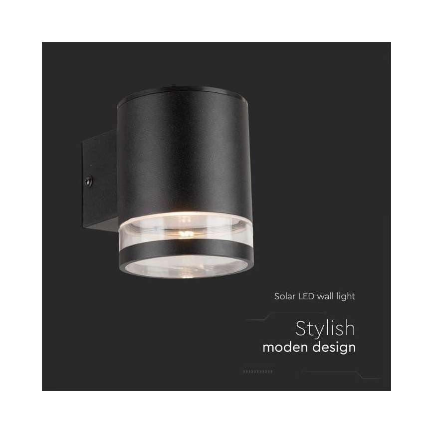 LED Lampă solară de perete pentru exterior LED/1W/3,7V 3000K IP54 1200 mAh negru