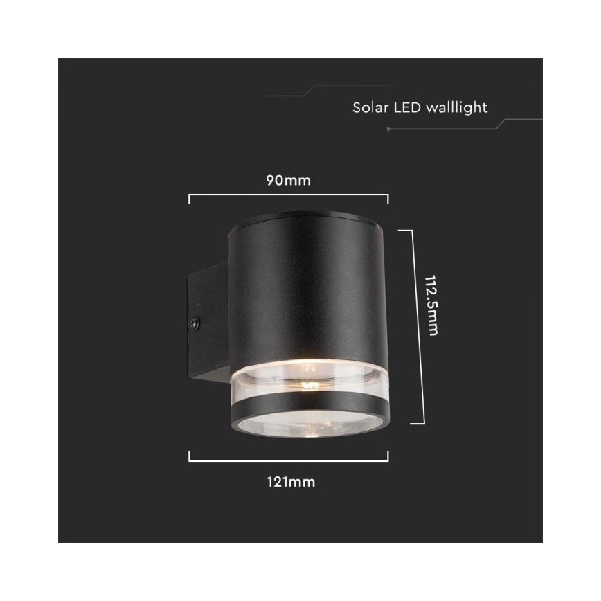 LED Lampă solară de perete pentru exterior LED/1W/3,7V 3000K IP54 1200 mAh negru