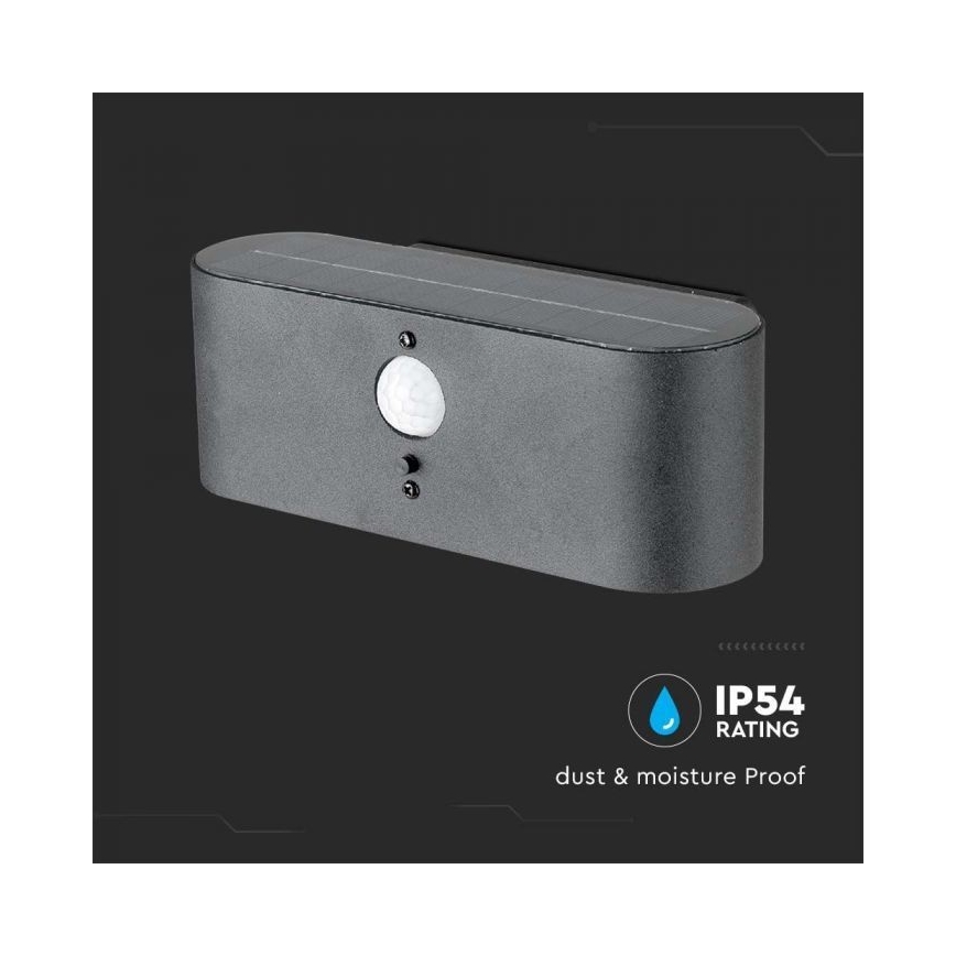 Lampă solară LED de perete pentru exterior cu senzor LED/2,5W/3,7V 3000K IP54 2000 mAh