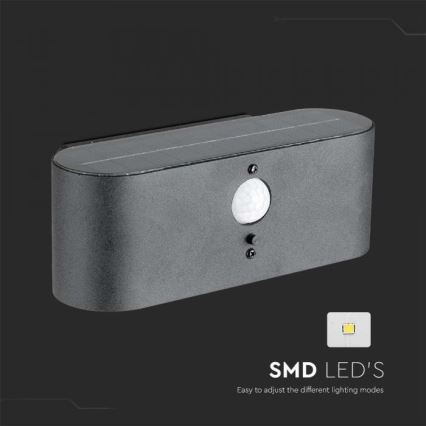 Lampă solară LED de perete pentru exterior cu senzor LED/2,5W/3,7V 3000K IP54 2000 mAh