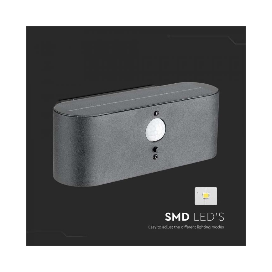 Lampă solară LED de perete pentru exterior cu senzor LED/2,5W/3,7V 3000K IP54 2000 mAh