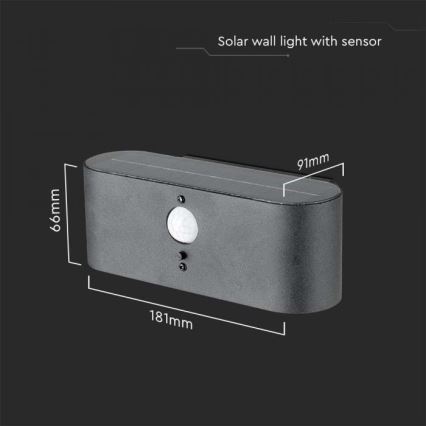 Lampă solară LED de perete pentru exterior cu senzor LED/2,5W/3,7V 3000K IP54 2000 mAh