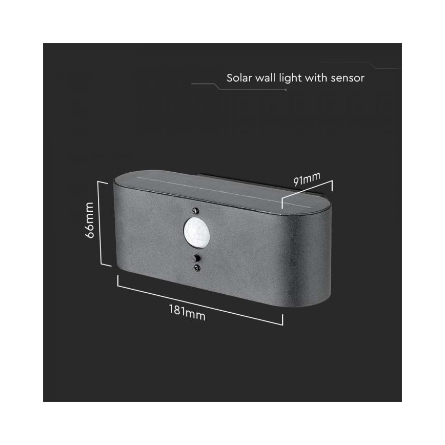 Lampă solară LED de perete pentru exterior cu senzor LED/2,5W/3,7V 3000K IP54 2000 mAh