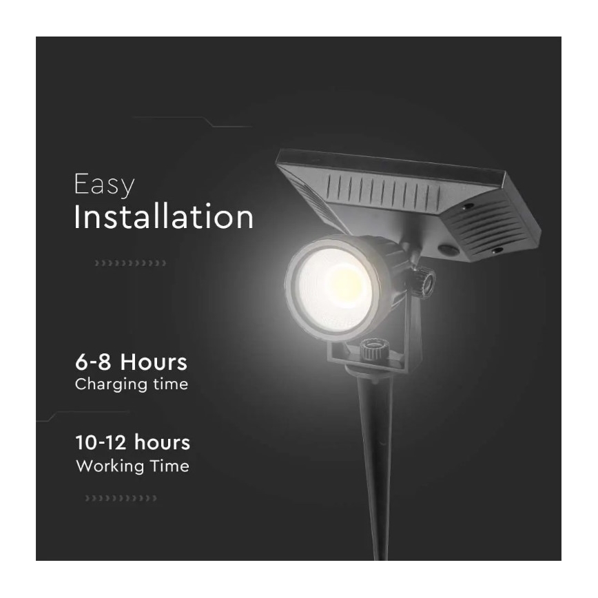 Lumină solară LED SPIKE LED/2W/5,5V IP65 6400K 1200 mAh