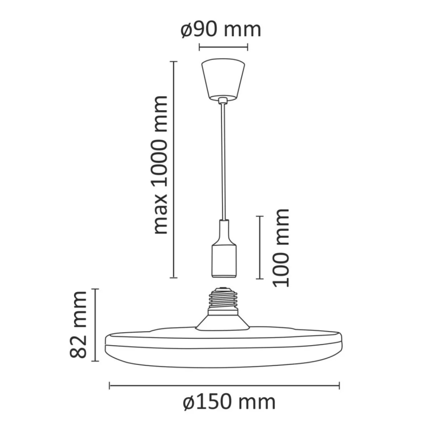 LED Lampa suspendata KIKI 1xE27/10W/230V negru