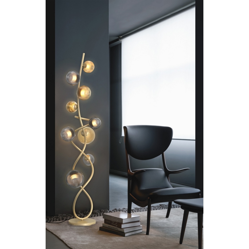 LED Lampadar METZ Wofi 3015-904 9xG9/3,5W/230V auriu/gri