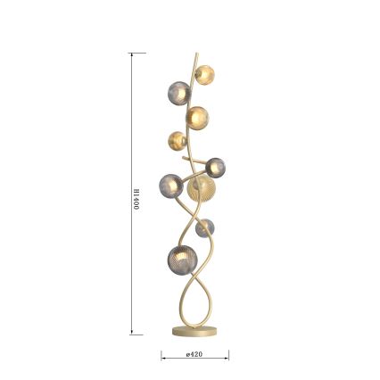 LED Lampadar METZ Wofi 3015-904 9xG9/3,5W/230V auriu/gri