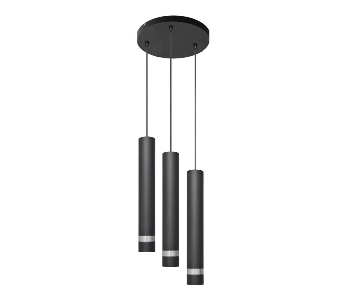 LED Lustră LED pe cablu TUBA 3xGU10/65W/230V neagră/crom