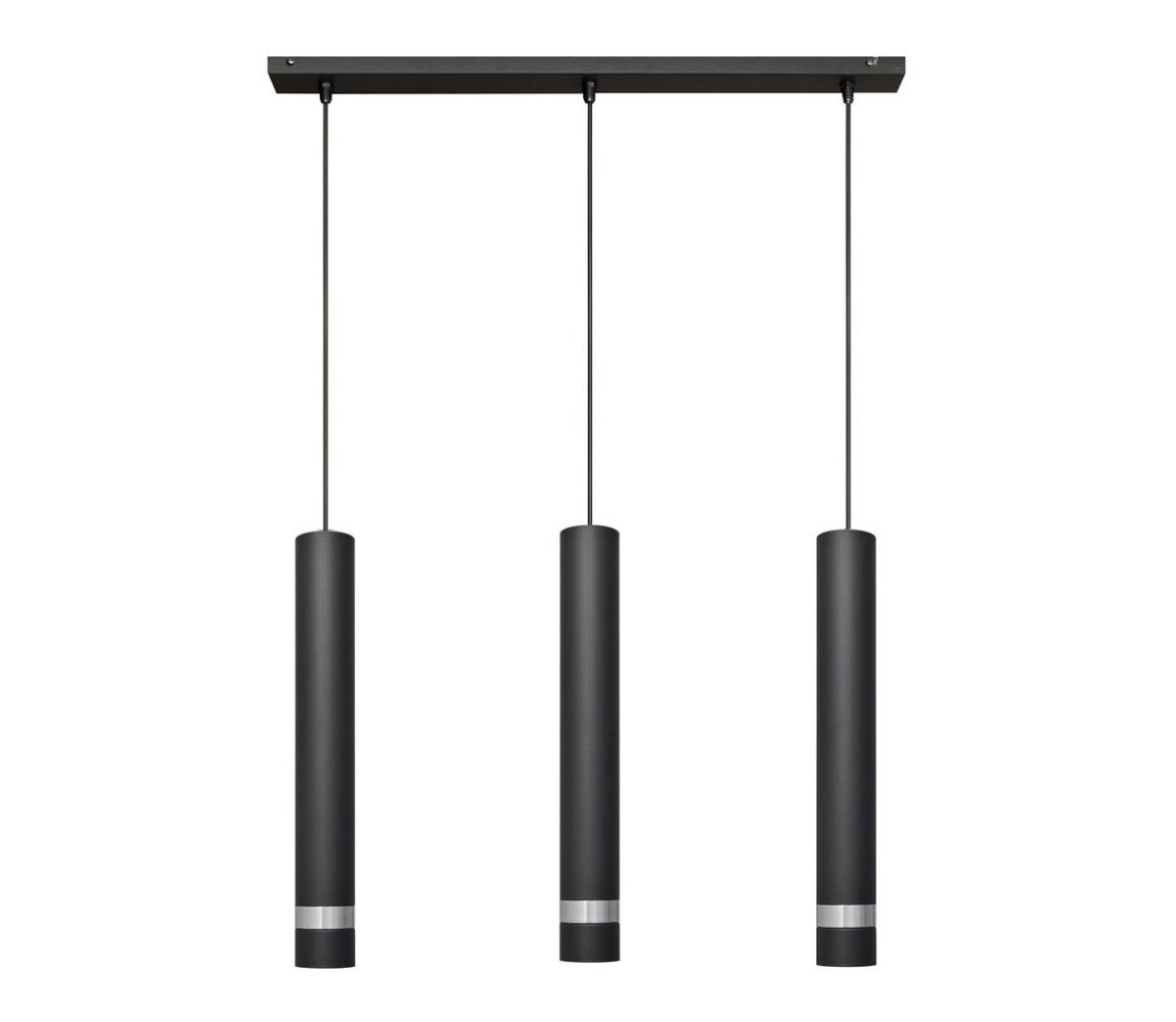 LED Lustră LED pe cablu TUBA 3xGU10/65W/230V neagră/crom