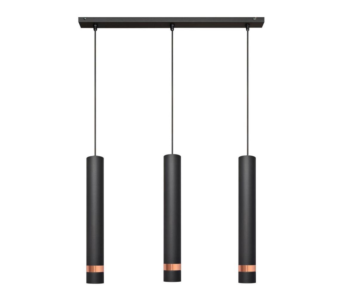 LED Lustră LED pe cablu TUBA 3xGU10/65W/230V neagră/cupru