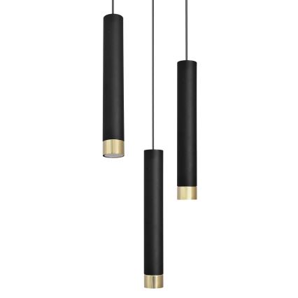 LED Lustră pe cablu TUBA 3xGU10/6,5W/230V neagră/aurie