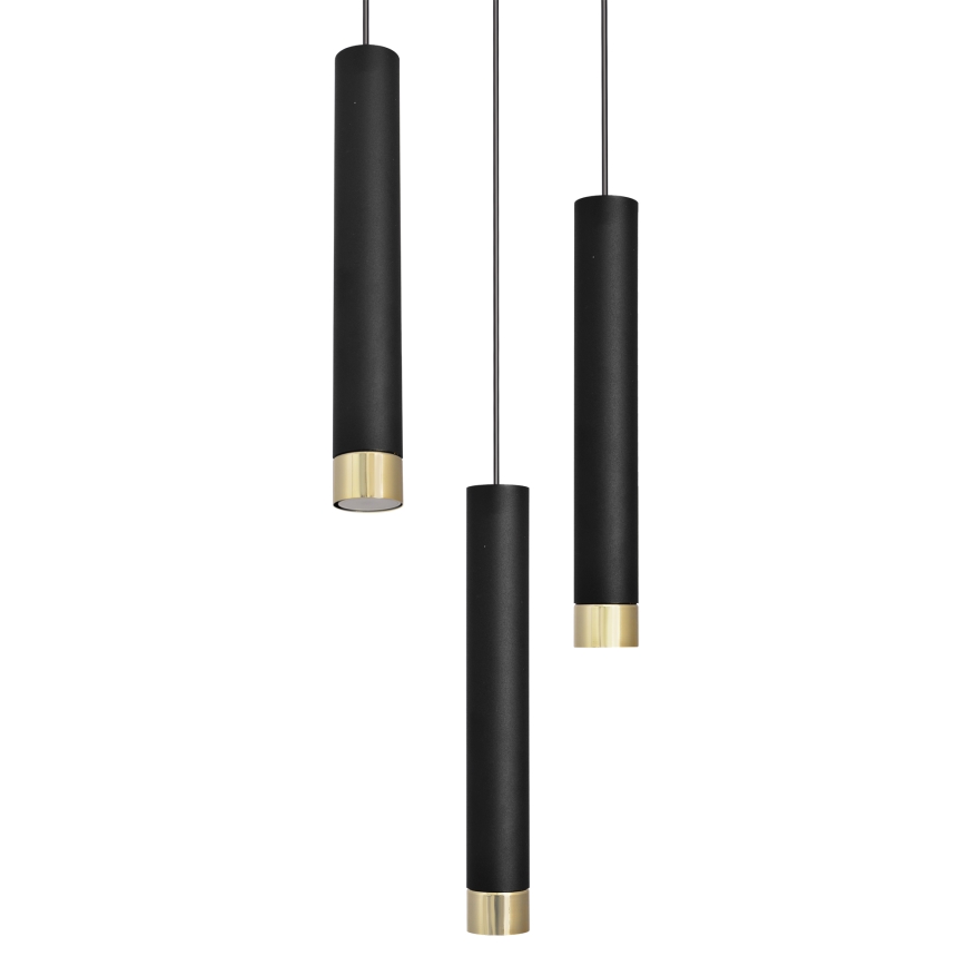 LED Lustră pe cablu TUBA 3xGU10/6,5W/230V neagră/aurie