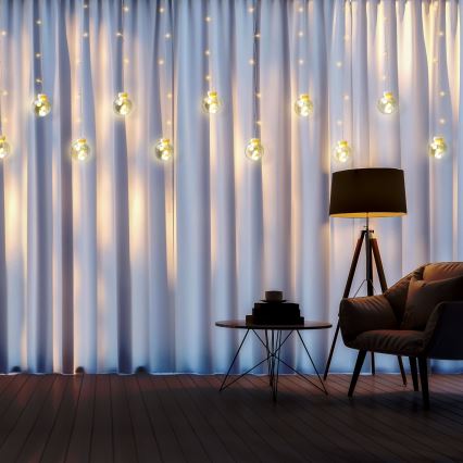 LED Perdea luminoasă de Crăciun WISH BALLS 108xLED/8 funcții 4,5 m alb cald
