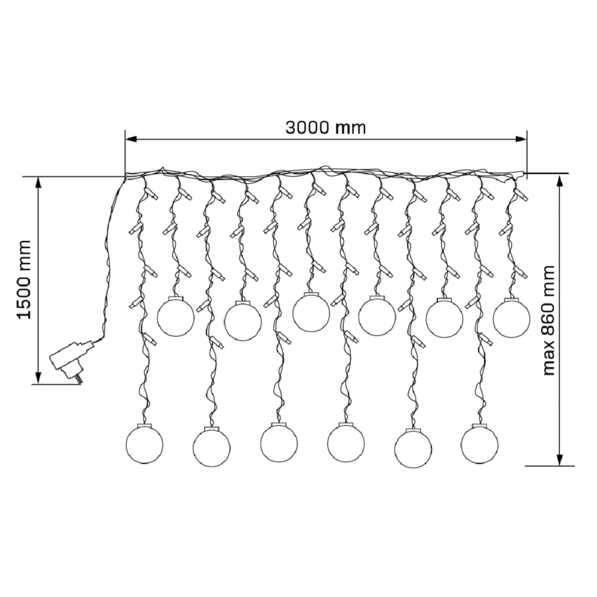 LED Perdea luminoasă de Crăciun WISH BALLS 108xLED/8 funcții 4,5 m alb cald