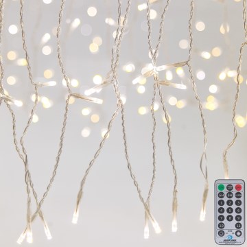 LED perdea reglabilă de Crăciun pentru exterior CURTAIN 360xLED/8,4W/230V 2x2 m IP44 alb cald + telecomandă
