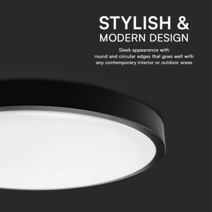 Plafonieră LED pentru baie cu cip SAMSUNG LED/18W/230V IP44 4000K, diametru 25 cm, negru