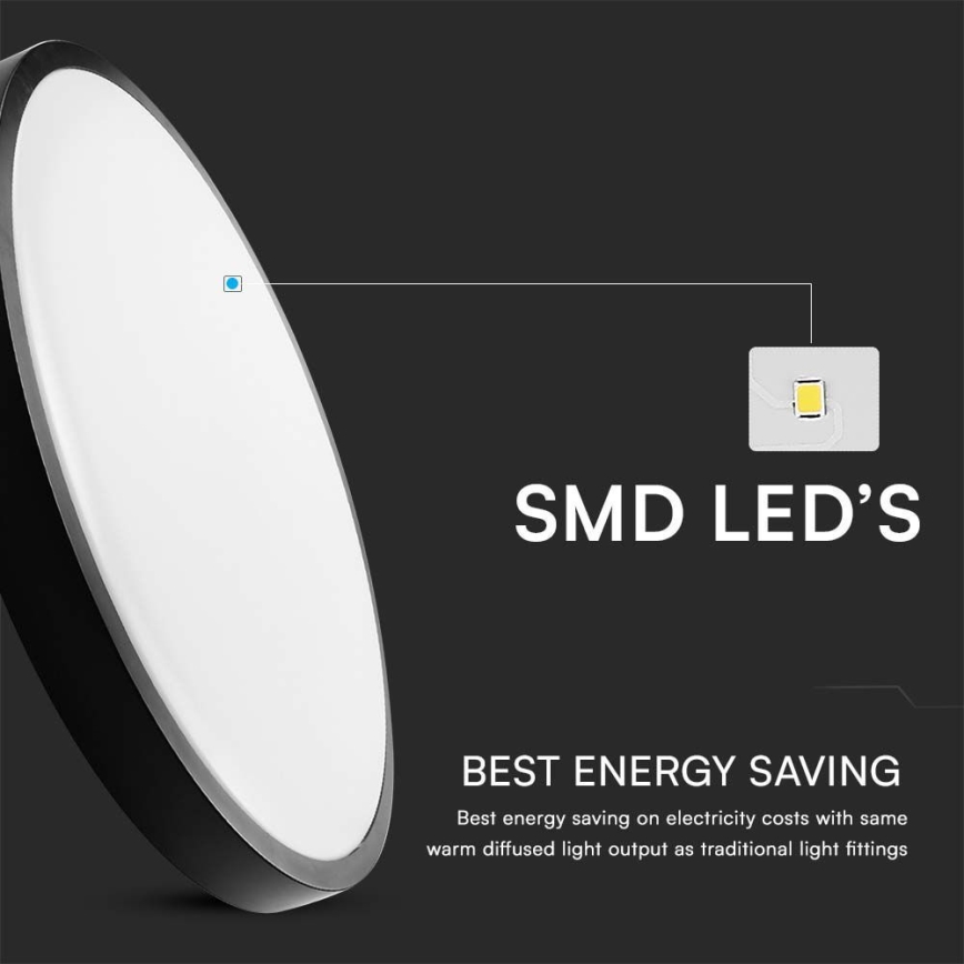Plafonieră LED pentru baie cu cip SAMSUNG LED/18W/230V IP44 4000K, diametru 25 cm, negru