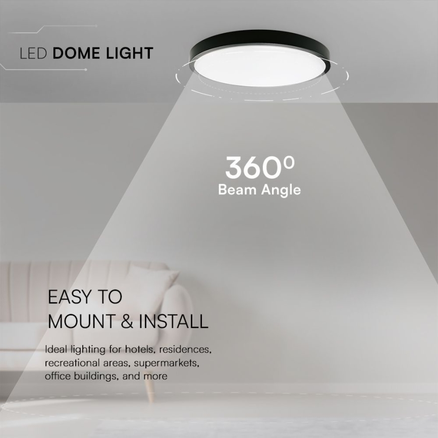 Plafonieră LED pentru baie cu cip SAMSUNG LED/18W/230V IP44 4000K, diametru 25 cm, negru