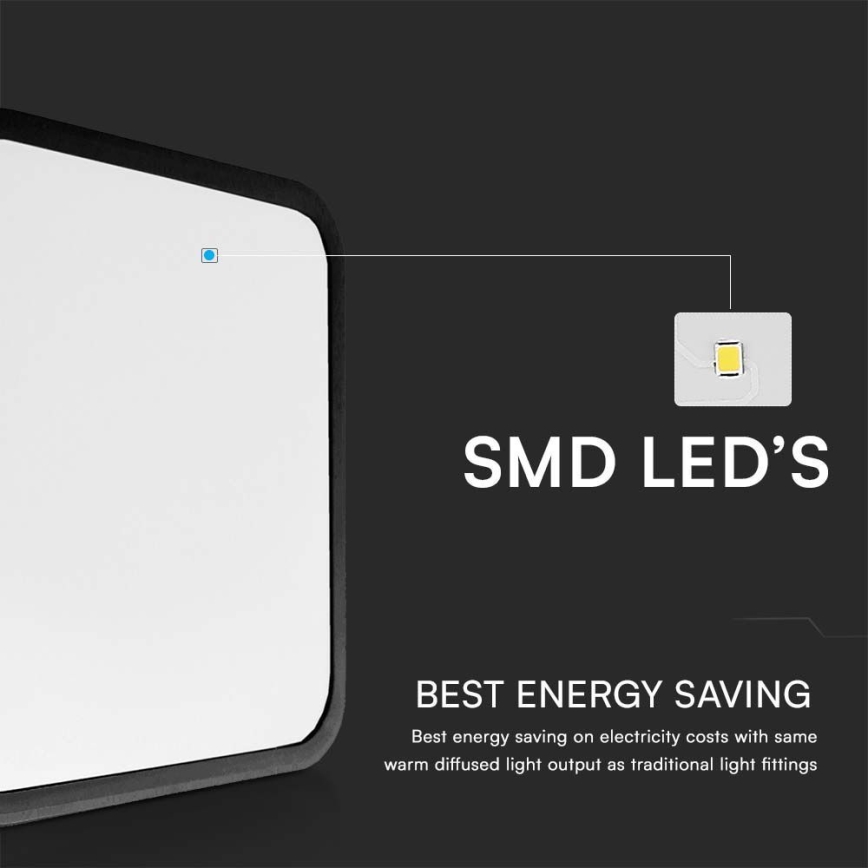 Plafonier LED pentru baie cu cip SAMSUNG LED/18W/230V IP44 6500K 25x25 cm negru