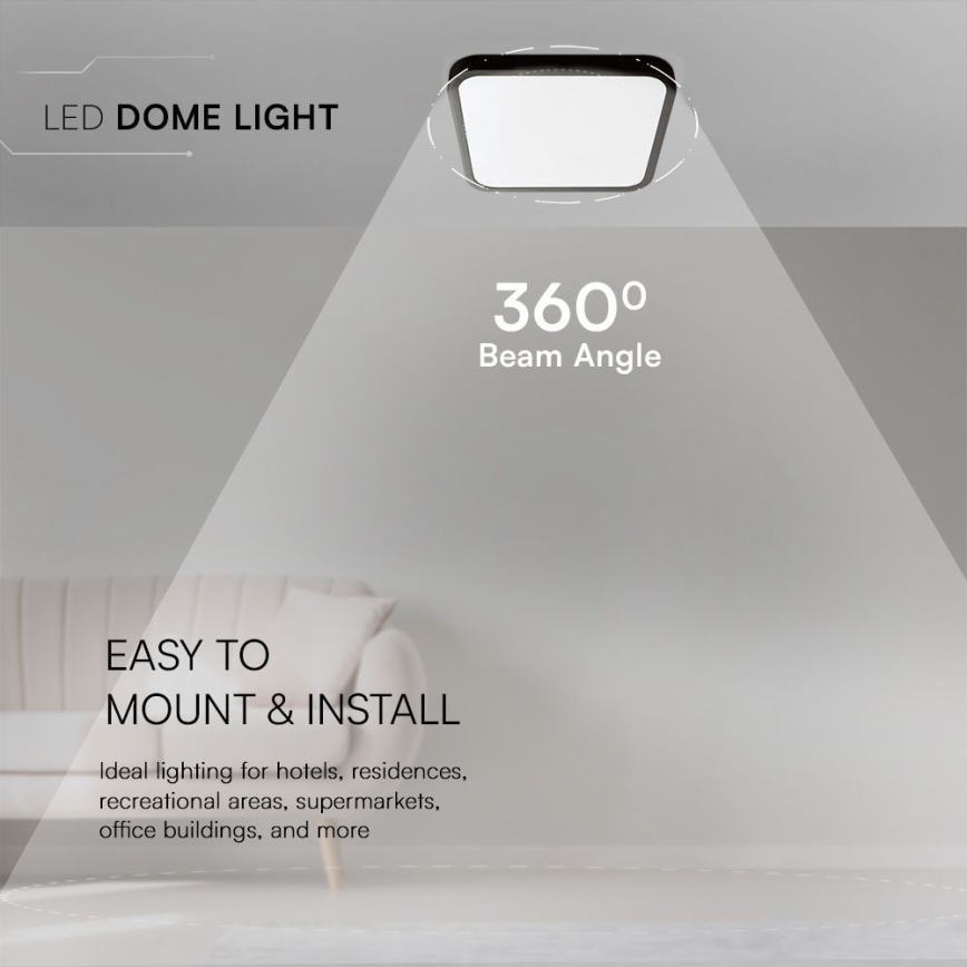 Plafonier LED pentru baie cu cip SAMSUNG LED/18W/230V IP44 6500K 25x25 cm negru