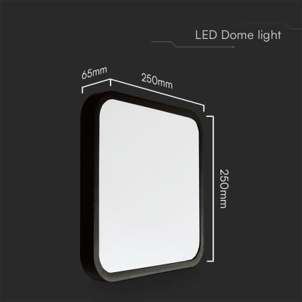 Plafonier LED pentru baie cu cip SAMSUNG LED/18W/230V IP44 6500K 25x25 cm negru