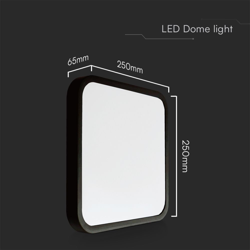 Plafonier LED pentru baie cu cip SAMSUNG LED/18W/230V IP44 6500K 25x25 cm negru