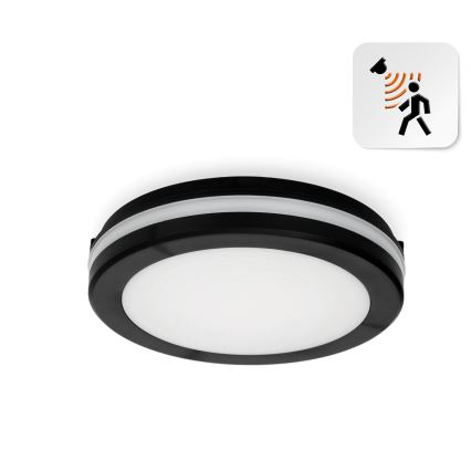 Lumină LED de tavan pentru baie cu senzor LED/12W/230V 3000/4000/6500K IP65 diametru 20 cm negru + telecomandă