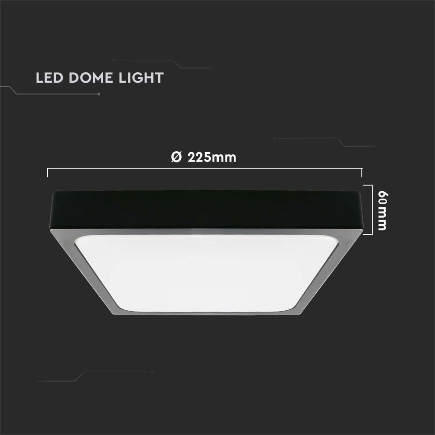 Lumină LED de tavan pentru baie cu senzor LED/18W/230V 4000K IP44 22,5x22,5 cm negru