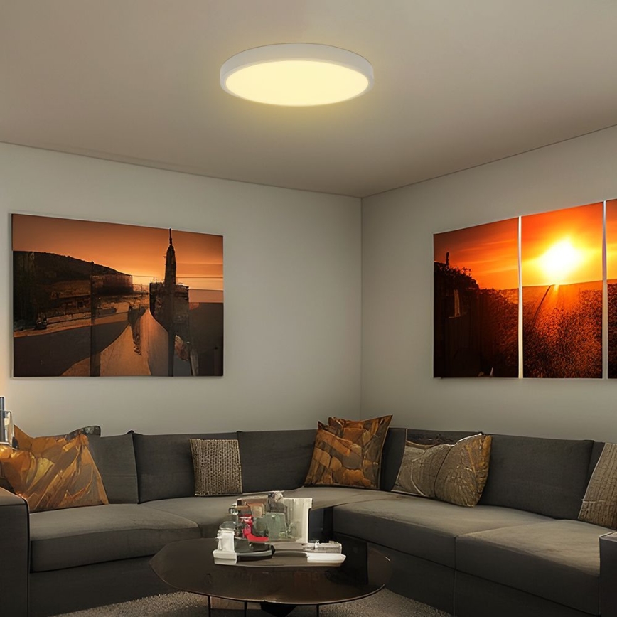 Lumină LED de tavan pentru baie cu senzor, cip SAMSUNG LED/18W/230V IP44 4000K, diametru 29 cm, albă + telecomandă